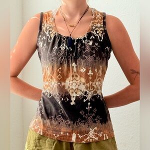 Women's Sleeveless Top in Brown and Orange